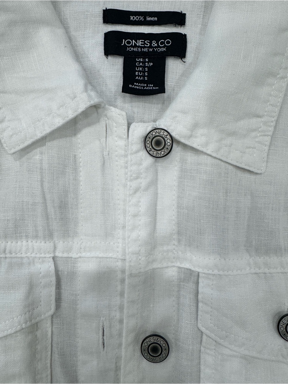 Jones New York Jones & Co 100% Linen White Utility Jacket Small - Picture 5 of 6